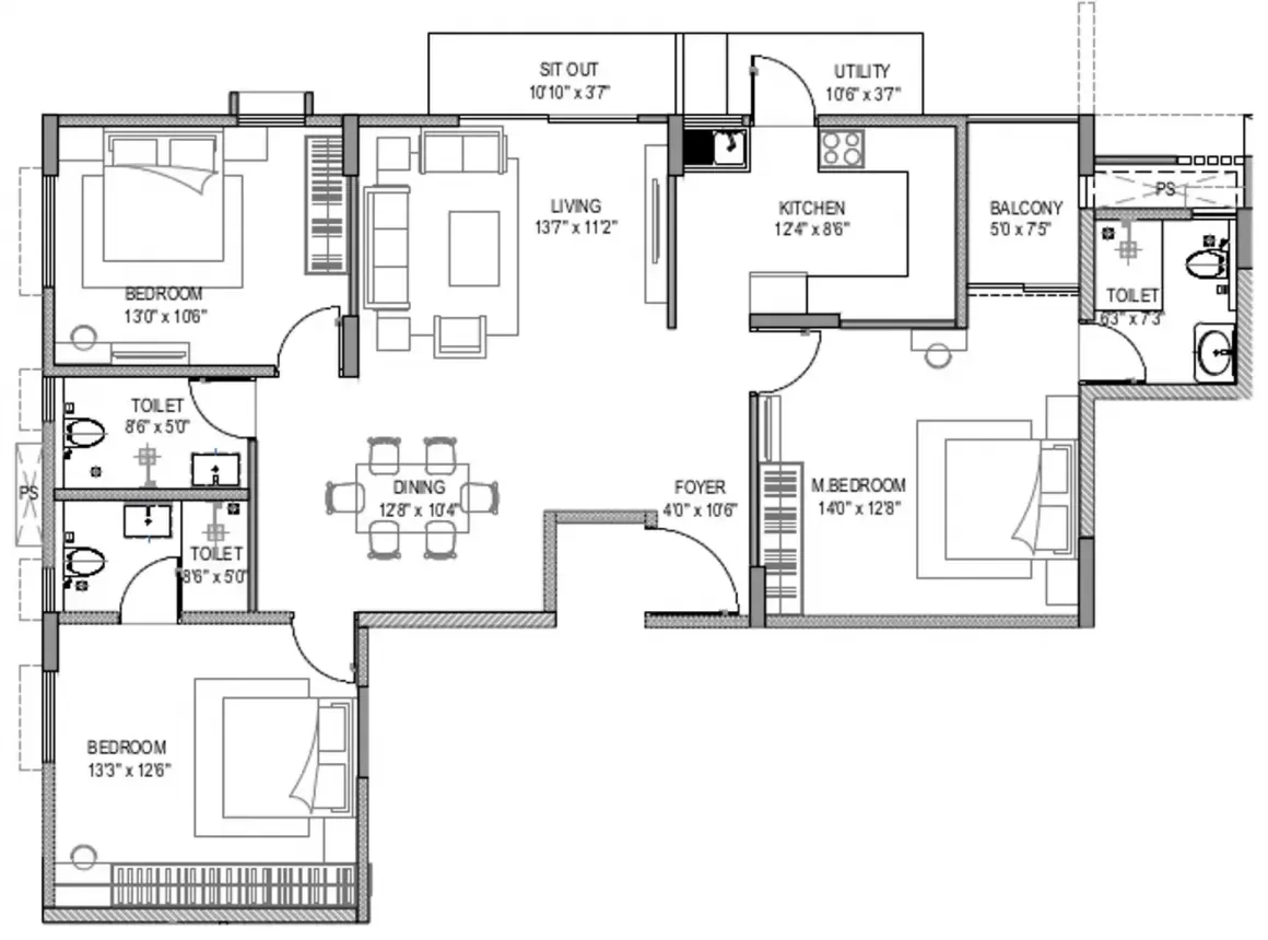 Floor plan for Master Royal Meenakshi